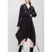 Women black cotton clothes elastic waist asymmetric Dress