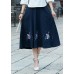 Simple navy Cotton skirt2019 Photography A line skirts embroidery Dresses Summer skirt