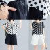 white dotted casual blended pullover and black elastic waist shorts