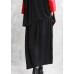 Women black cotton skirt elastic waist asymmetric skirt